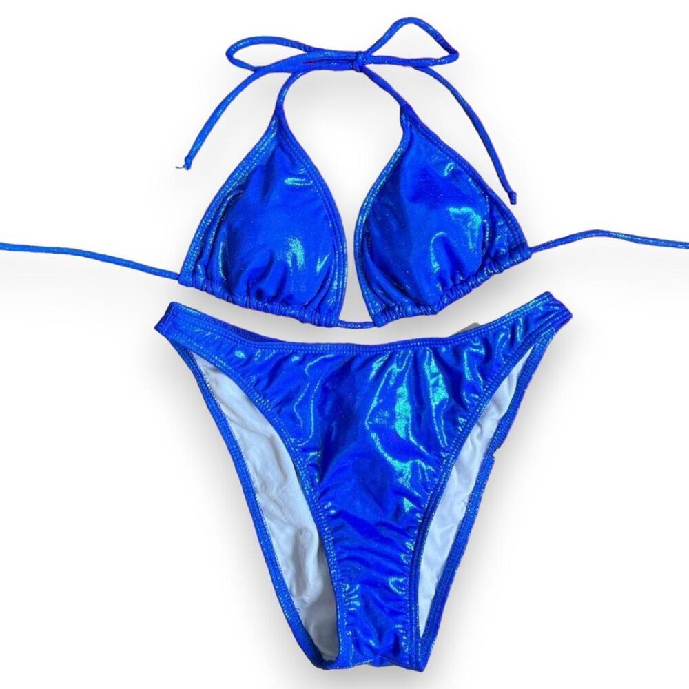 Vintage deadstock blue shimmery bikini